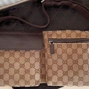 Gucci Monogram Authentic Belt Bag Dark Brown , Unisex